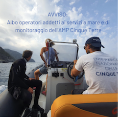 AVVISO: Albo operatori addetti ai servizi a mare e di monitoraggio dell’AMP Cinque Terre 